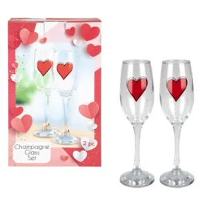 Champagne Glass with Heart Print, Pair
