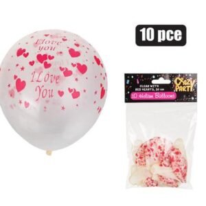 Balloons helium 10 Piece clear hearts f-01