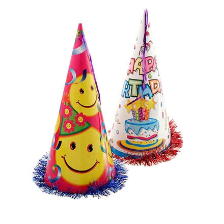 Cone Party Hat with Tinsel Fringe