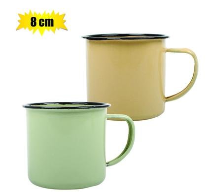 Mug enamel 8cm cream / green