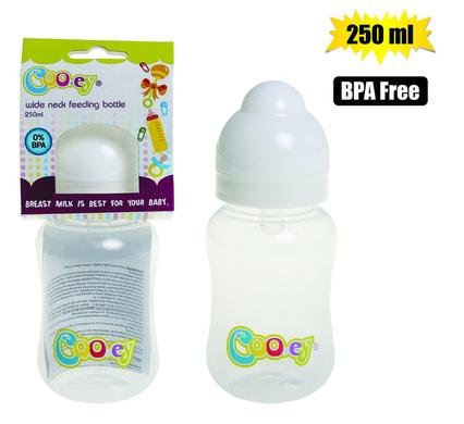 Cooey feeding bottle plastic wide neck 250ml