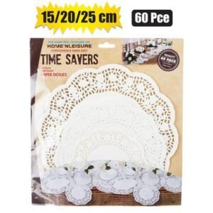 Doilie paper rnd white 60 Piece (15/20/25cm)