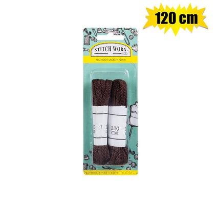 Flat Boot Laces 120m, Brown