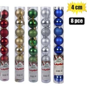 Xmas tree decor balls tube 8pc4cm