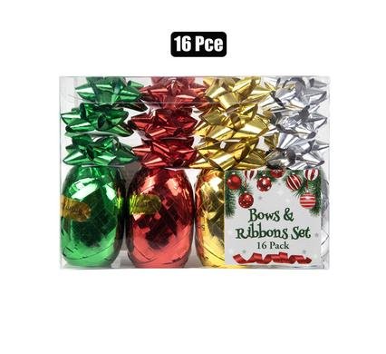 Xmas stationery ribbon & bow set