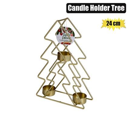 XMAS TABLE DECOR CANDLE HOLDER TREE 24cm