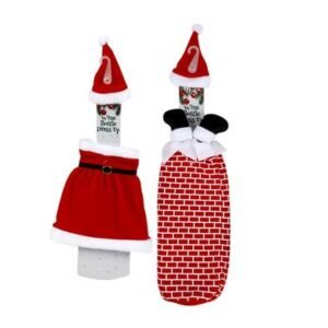 Xmas table decor santa wine bottle 42cm