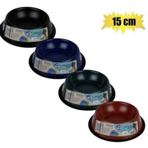 PET DOG BOWL STAINLESS STEEL DARK COLOURS 15cm