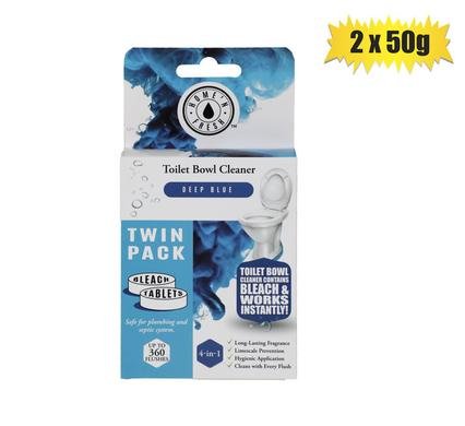 Toilet Cistern Block Blue & Bleach 2x50g