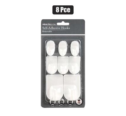 HOOK PLASTIC SELF ADHESIVE ASSORTED 8 Piece