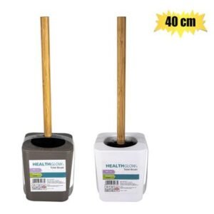 Toilet brush bamboo handle w/stand assorted