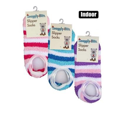 Indoor Ladies Stripe Rubber Grip Socks