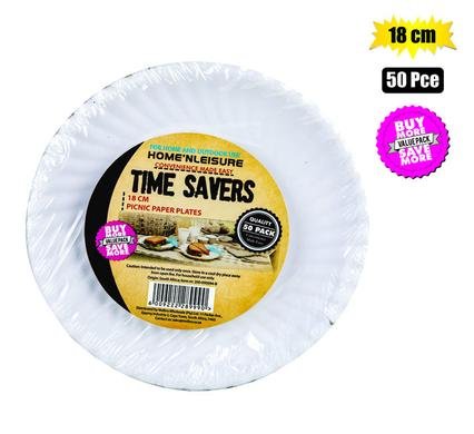 Paper Picnic Plates, 18cm, 50-piece
