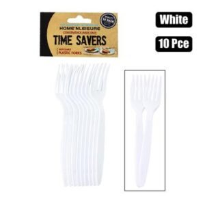 Cutlery plastic forks 10 Piece white/clear