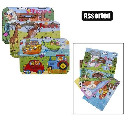 Wooden Puzzle In Tin Box, 12-piece