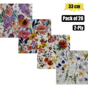 Serviettes 2ply 33cm 20pc Flowers