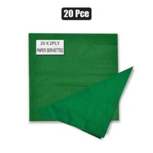 Serviettes 2ply 33cm 20pc Plain Green