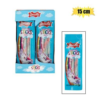 Docile Sour Gummy Sticks Rainbow, 15g
